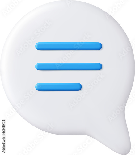 3d Blank white speech bubble pin