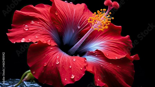 A hibiscus flower with a black background.