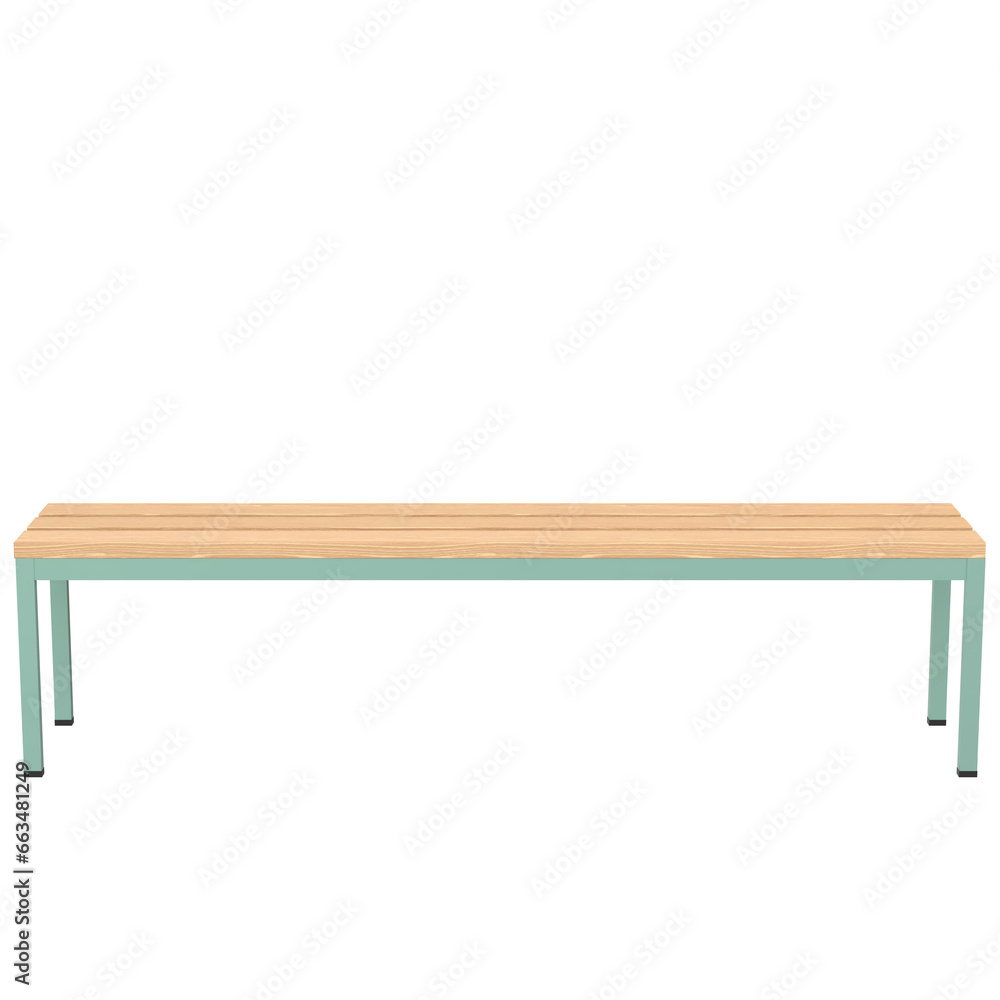 3D rendering illustration of a gym locker room bench 3D rendering illustration of a gym locker room bench