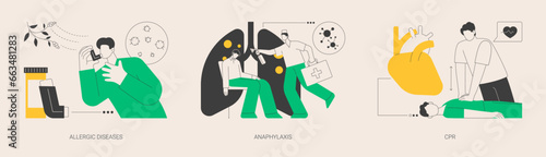 Allergy emergency help abstract concept vector illustrations.