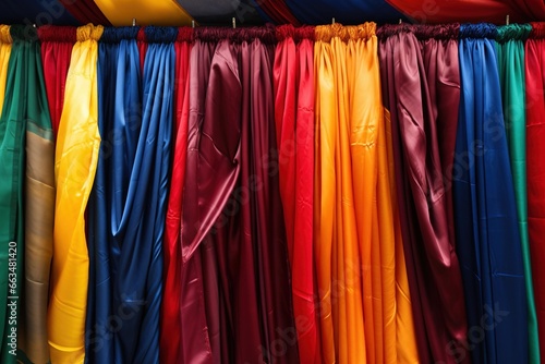 Colorful flags from around the world draped side by side
