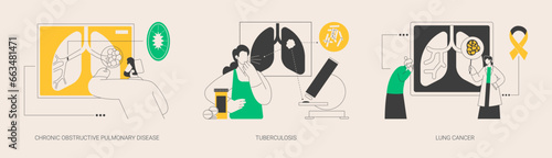 Lung issues abstract concept vector illustrations.