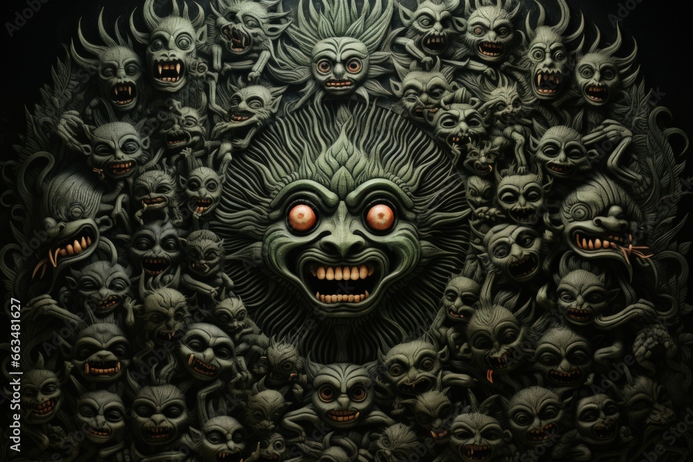 Naklejka premium Mischievous goblins lurking in shadowy corners - Generative AI