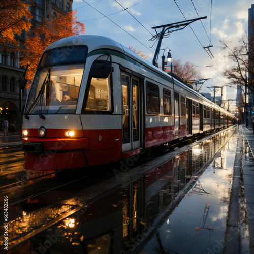 public transport concept. bus arriving at the stop. square