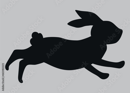 Black hare icon. Vector on a gray background