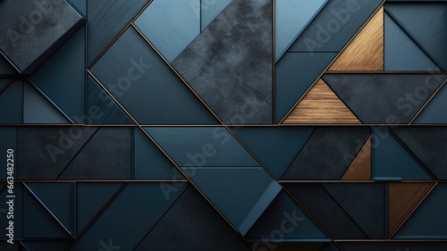A vibrant blue and gold abstract wallpaper with intricate geometric shapes