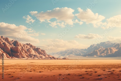 Rocky desert mountains in golden afternoon light