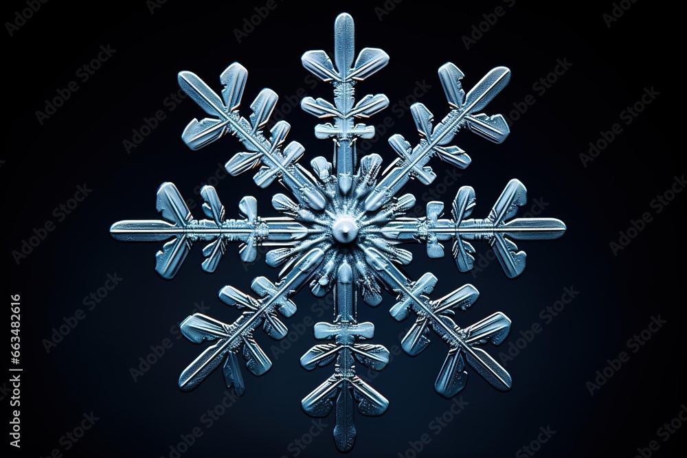 Snowflakes on a black background, each one a unique design, under a macro lens Snowflakes on a black background, each one a unique design, under a macro lens