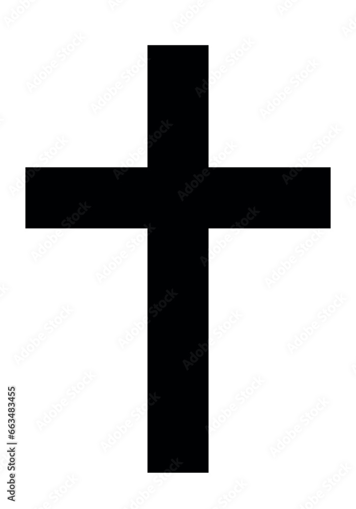 Christian cross, black and white vector silhouette illustration of religious Latin cross shape, isolated on white Christian cross, black and white vector silhouette illustration of religious Latin cross shape, isolated on white