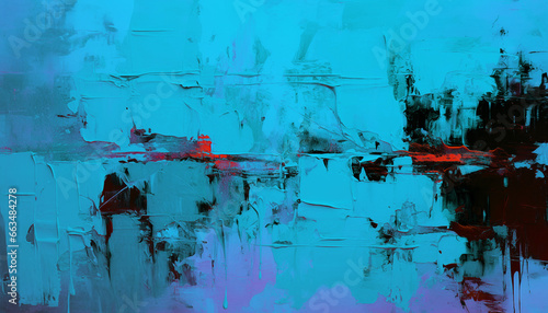 Abstract oil painting, neon red, pink, blue brush strokes background, wallpaper, paint texture, bold art, expressive artwork, fine realistic detail, modern style, evoking vibrant emotions, feelings