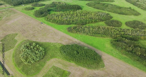 Aerial view of pieces of forest and grassland in the playfully laid out new nature area Bentwoud, Benthuizen, Zuid-Holland, Netherlands photo