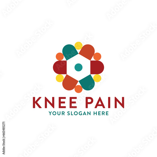 orthopedics knee pain logo design vector