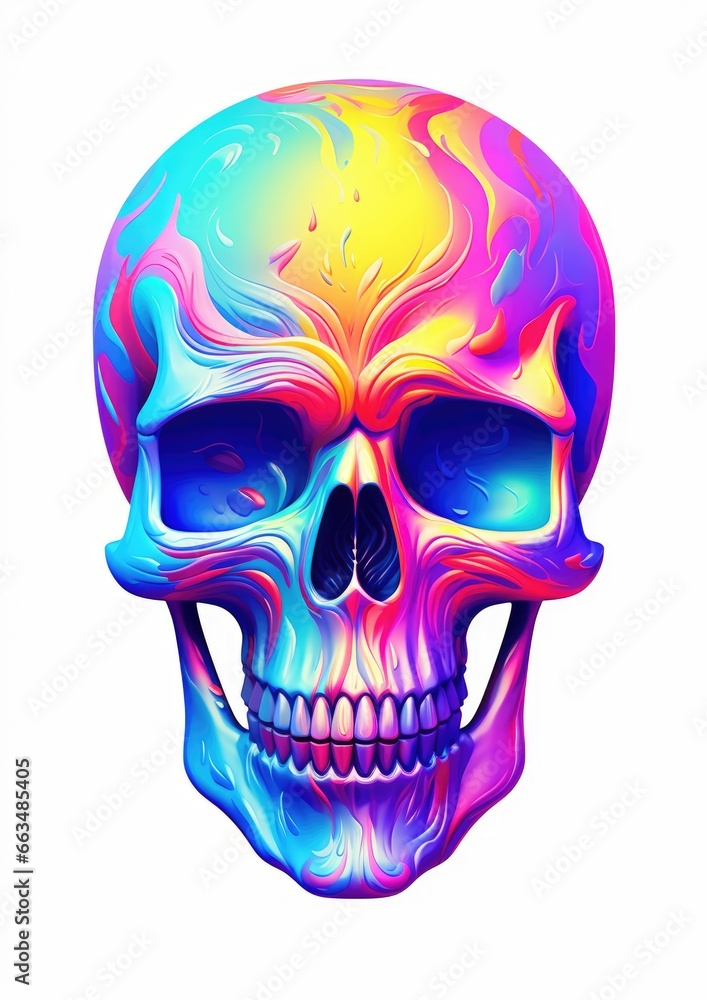 Fototapeta premium A vibrant skull against a clean white background