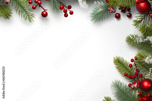 Rahmen mit Weihnachtsmistel und Zweigen. Festlicher Weihnachts Hintergrund, Zeichnung
