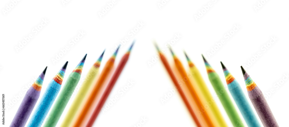 Set of Colored Pencils Made by Recycled Paper arranged on white background. Environmentally friendly stationary supplies Set of Colored Pencils Made by Recycled Paper arranged on white background. Environmentally friendly stationary supplies
