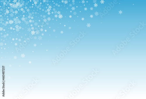 Silver Snowflake Vector Blue Background. Sky Gray