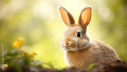 Easter Bunny with beautiful Spring Nature. © RABEYAAKTER