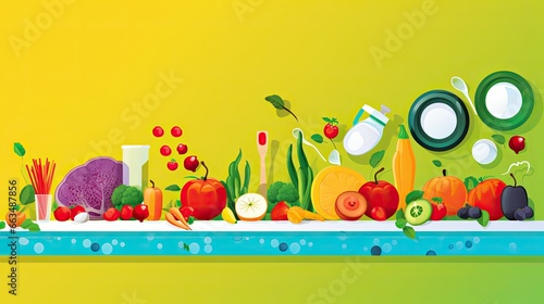 Banner image focusing on healthy cooking and fitness. Illustration © Daniil