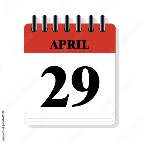 April 29 calendar date design