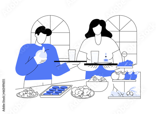 Vegetarian buffet isolated cartoon vector illustrations.
