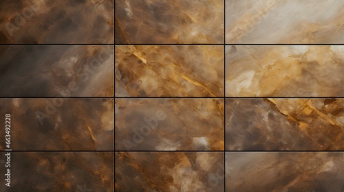 Pattern of Marble Tiles in dark gold Colors. Top View