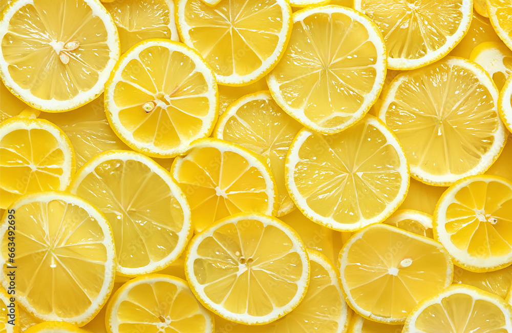 Slices of Lemons with mint.Close up image