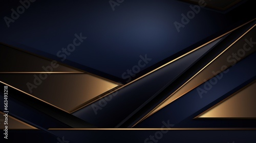 Modern navy hexagonal carbon fiber with golden luminous lines and highlights background.AI generated image