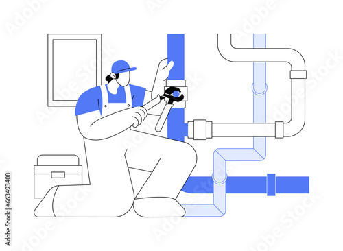 Plumbing installation abstract concept vector illustration.