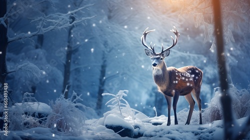 Christmas festive deer illustration, watercolor style. © Premium_art