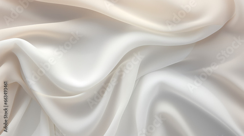 Cream silk satin. Color gradient. Golden luxury elegant abstract background. Shiny, shimmer. Curtain. Drapery. Fabric, cloth texture. Christmas, birthday, autumn, wedding photo