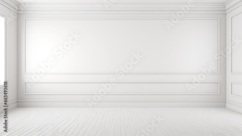 Minimal style interior room with white wall and floor. AI generated image