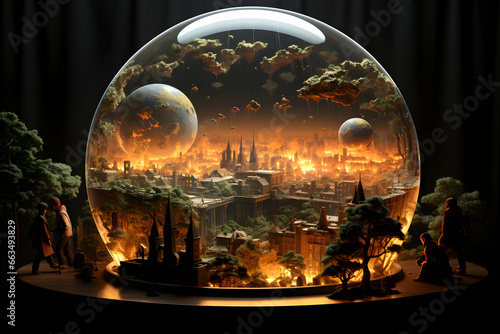 City under the dome. Global warming, greenhouse effect and climate change concept photo