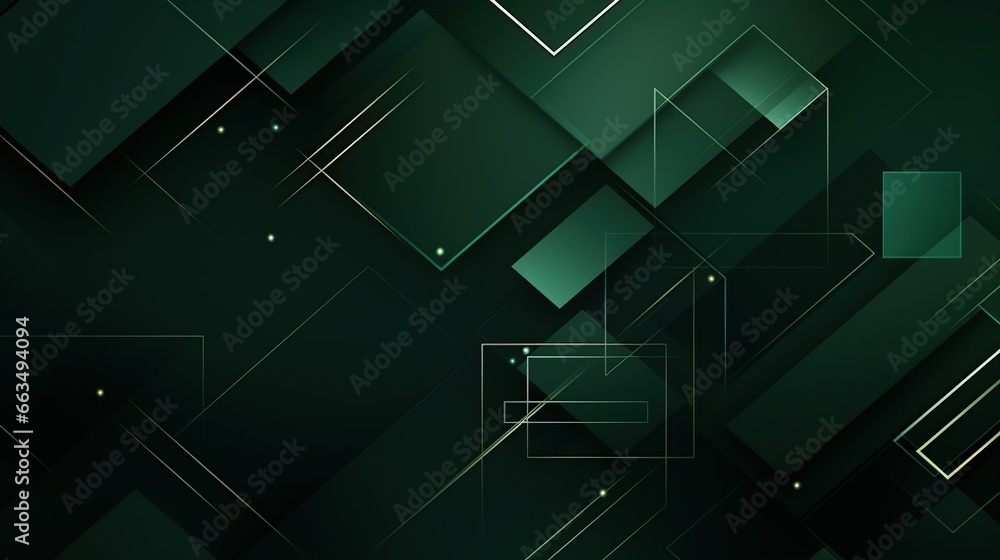 Abstract rectangular box geometric green background. AI generated image - obrazy, fototapety, plakaty 