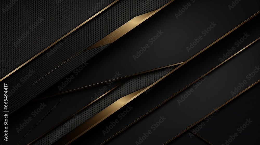 Modern Dark hexagonal carbon fiber with golden luminous lines and highlights background.AI generated image - obrazy, fototapety, plakaty 