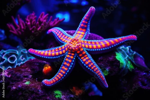 neon starfish or sea star underwater creature creative illustration
