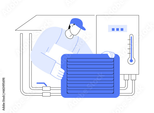 Heating system installation abstract concept vector illustration.