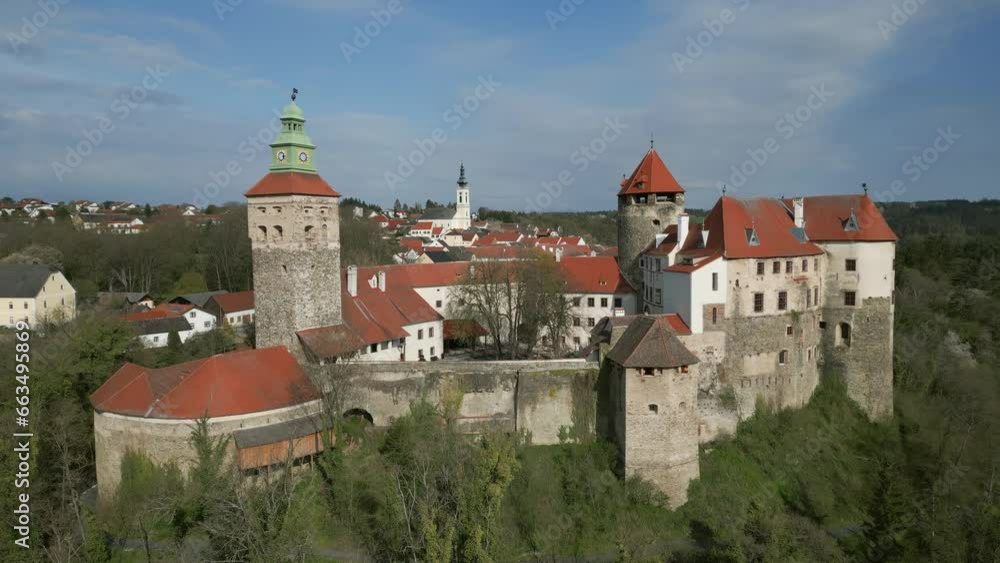 Aerial view on Burg Schlaining castle in Austria, Burgenland, 4k Aerial view on Burg Schlaining castle in Austria, Burgenland, 4k