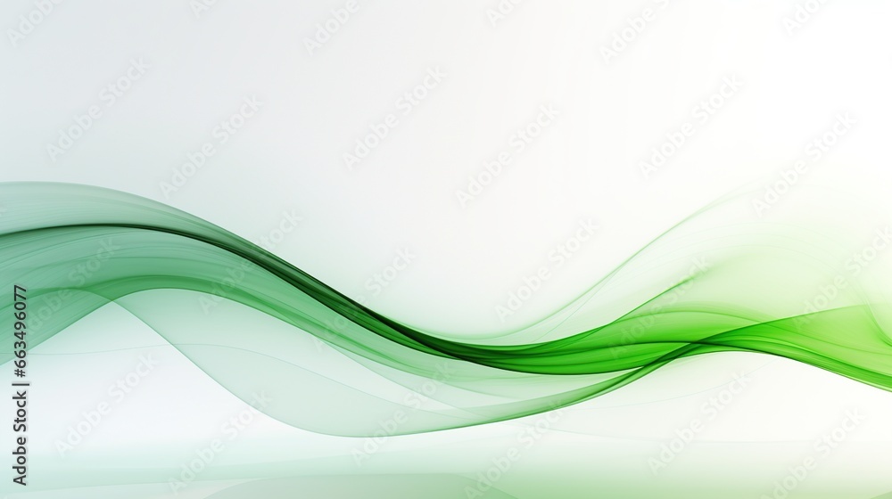 Fototapeta premium Abstract Waving green lines Bright Colors white Background, AI generated image