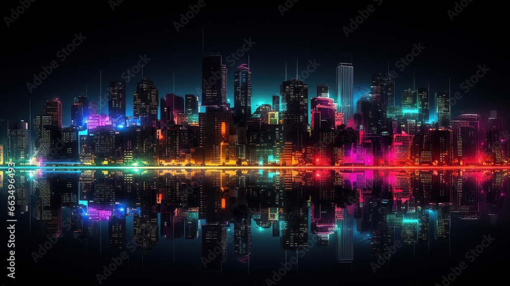 Urban Cityscape colorful light View. AI generated image