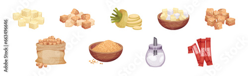 Sugar and Natural Sweet Product Production Vector Set
