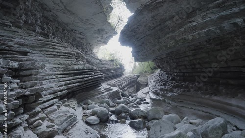 Canyon among the rocks with particular shapes photo