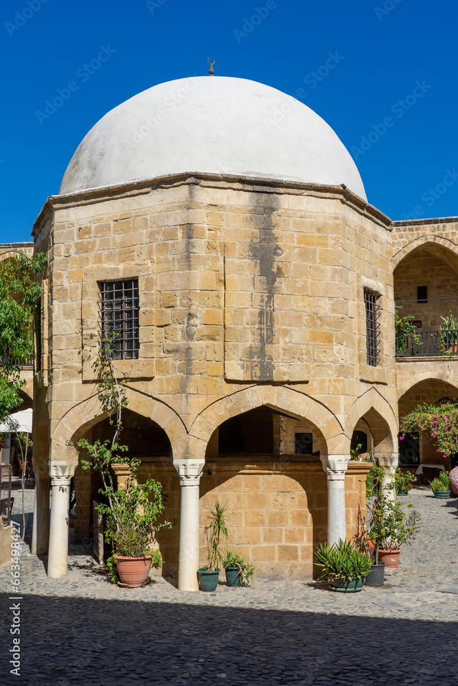 Naklejka premium Büyük Han, or the Great Inn, in North Nicosia is one of the most important buildings in Cyprus and one of the best things to do in Nicosia