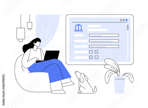 Filling census form online abstract concept vector illustration.