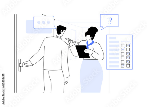 Face-to-face census interview abstract concept vector illustration. photo