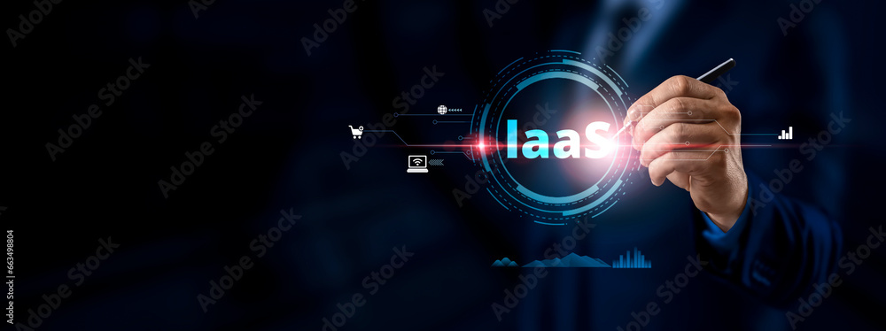 Fototapeta premium Infrastructure as a Service (IaaS) and Its Impact on Networking and Application Platforms in the World of Internet Technology Displayed on Virtual Screens