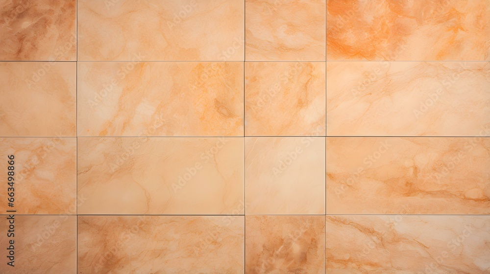 Fototapeta premium Pattern of Marble Tiles in light orange Colors. Top View