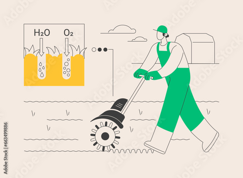 Lawn aeration abstract concept vector illustration.
