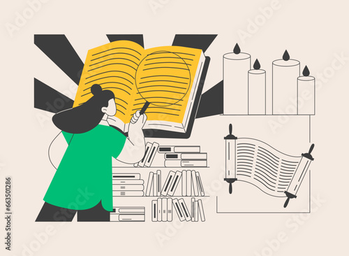 Sacred text abstract concept vector illustration.