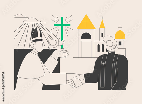 Interreligious dialogue abstract concept vector illustration.