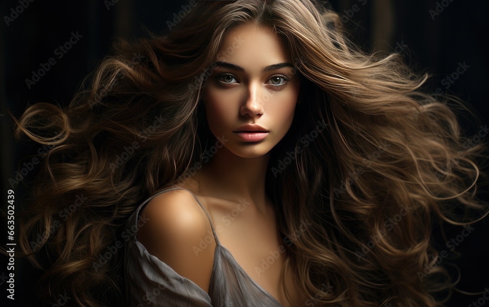 A model with gracefully hair flowing